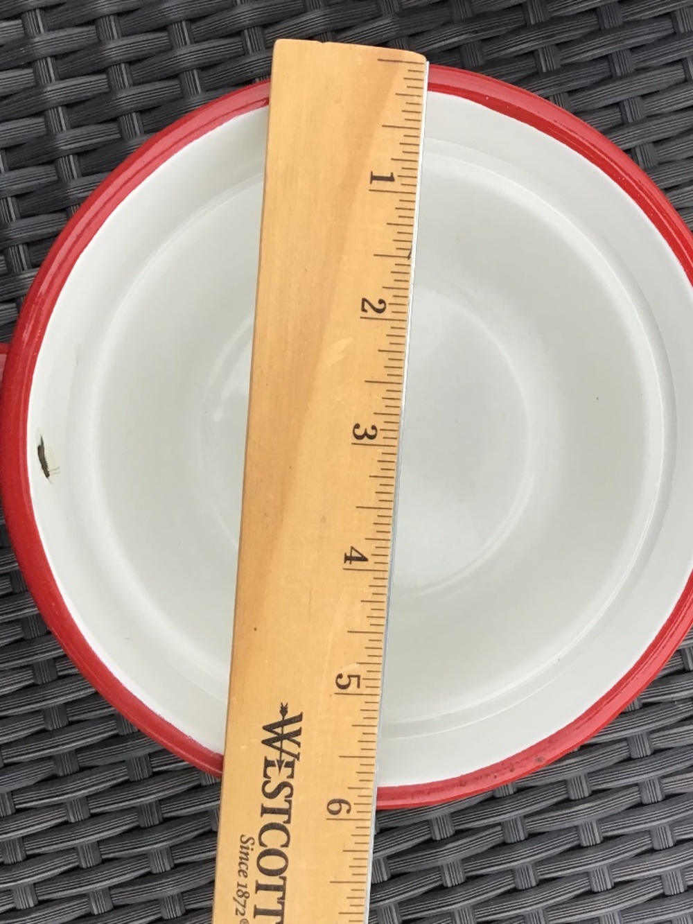 Vintage Enamelware Double Boiler White Red 3 Piece Set Farmhouse - Picture 13 of 15